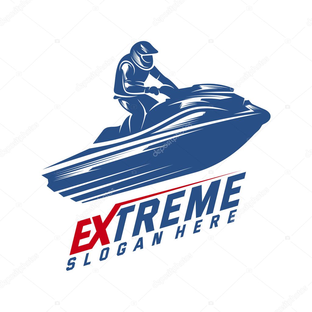 Jet Ski Sports Logo vector, Extreme Jet Ski design vector silhouette