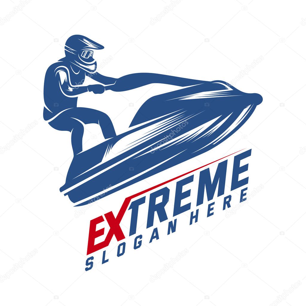 Jet Ski Sports Logo vector, Extreme Jet Ski design vector silhouette