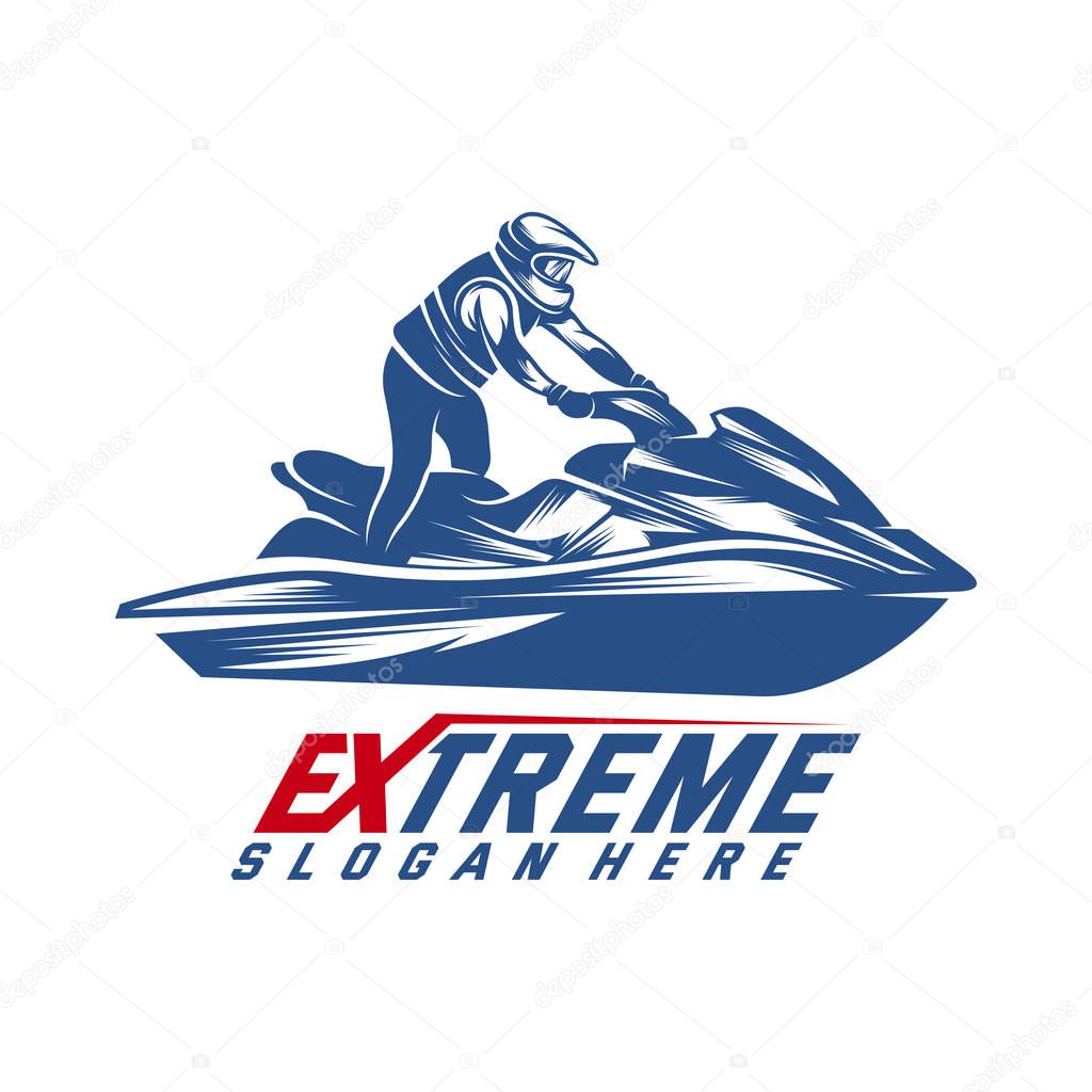 Jet Ski Sports Logo vector, Extreme Jet Ski design vector silhouette