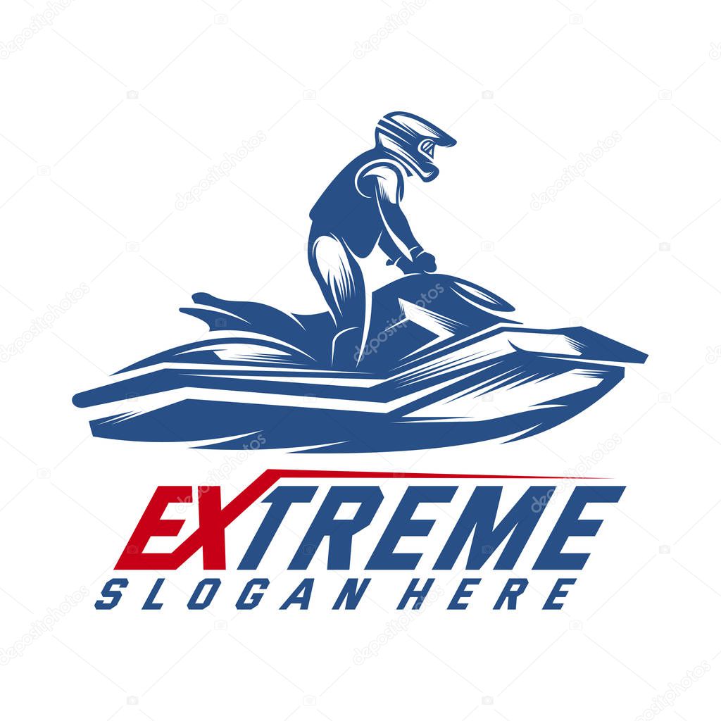 Jet Ski Sports Logo vector, Extreme Jet Ski design vector silhouette