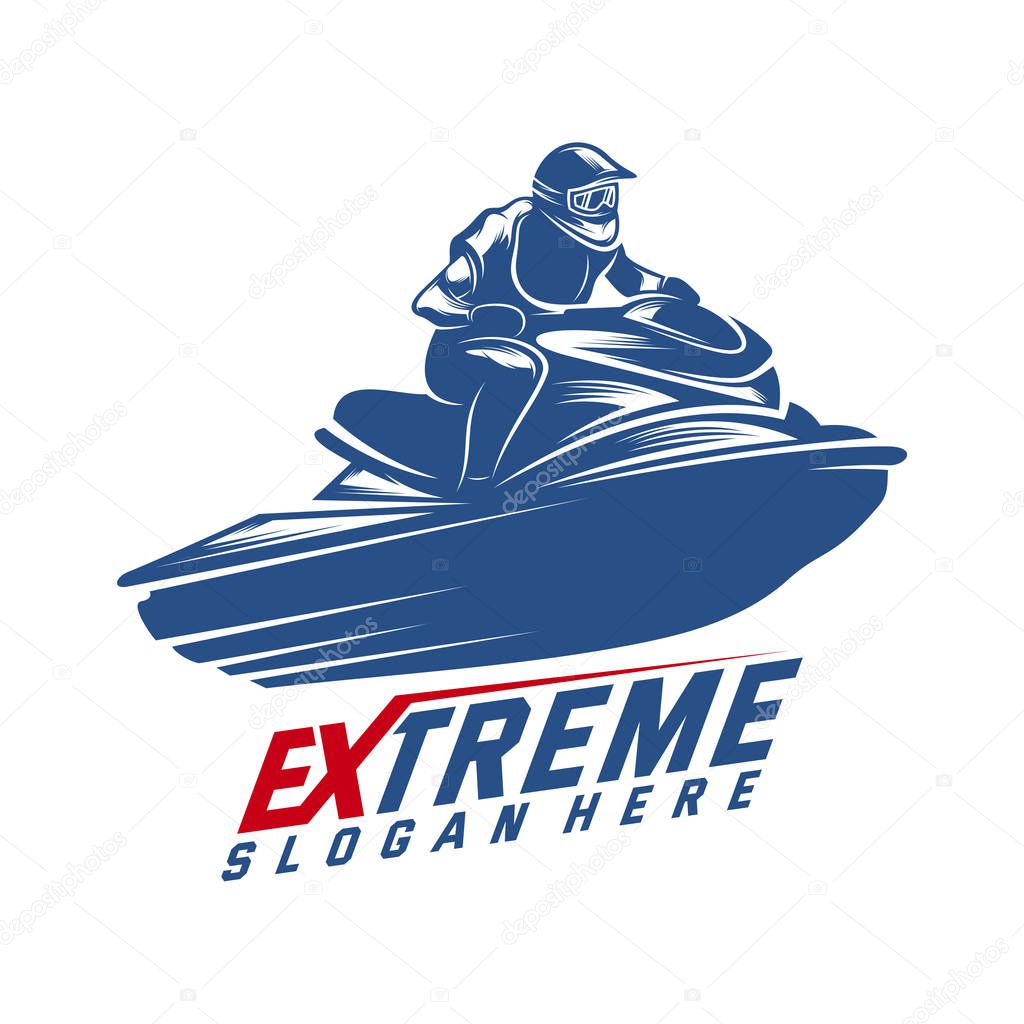 Jet Ski Sports Logo vector, Extreme Jet Ski design vector silhouette