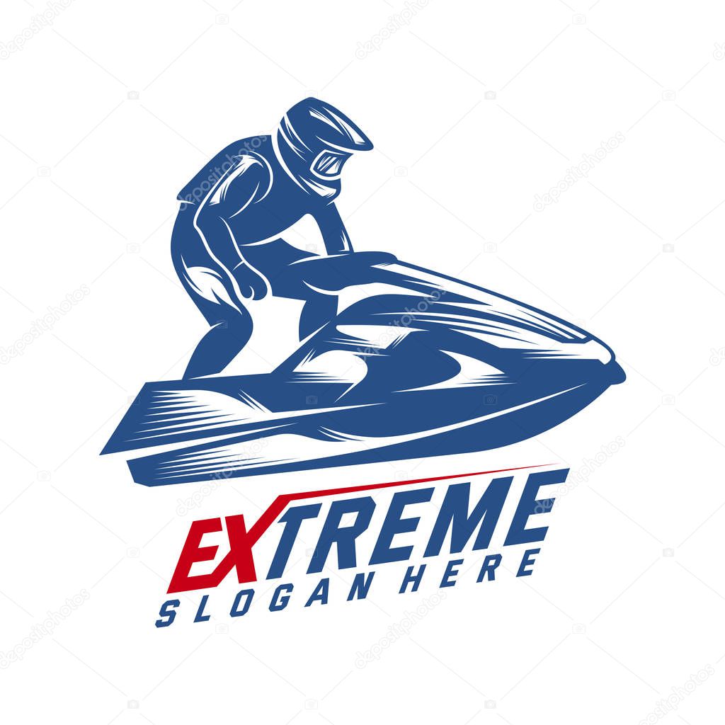 Jet Ski Sports Logo vector, Extreme Jet Ski design vector silhouette