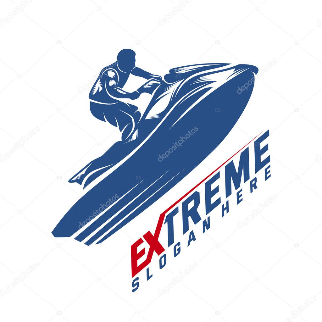 Jet Ski Sports Logo vector, Extreme Jet Ski design vector silhouette