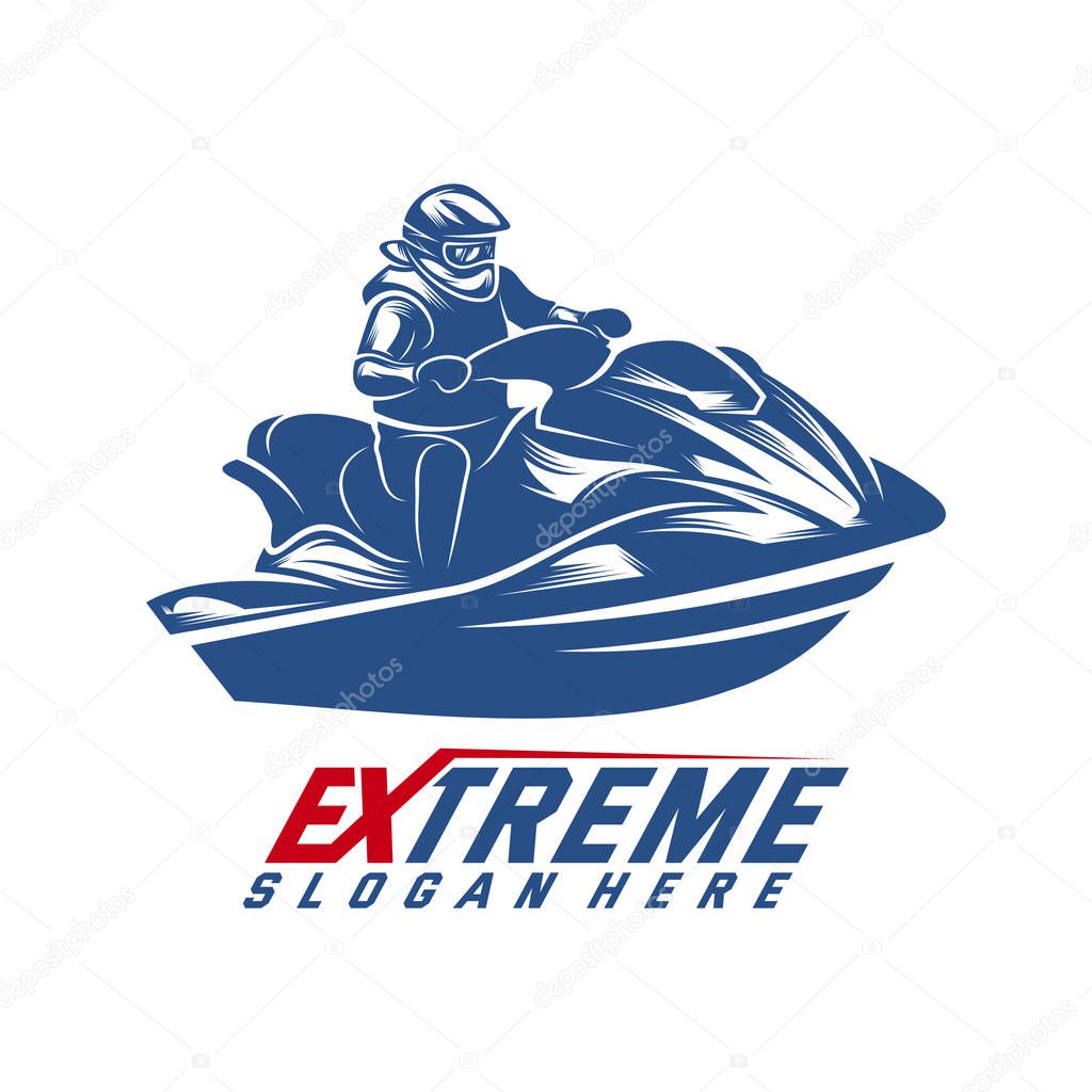 Jet Ski Sports Logo vector, Extreme Jet Ski design vector silhouette