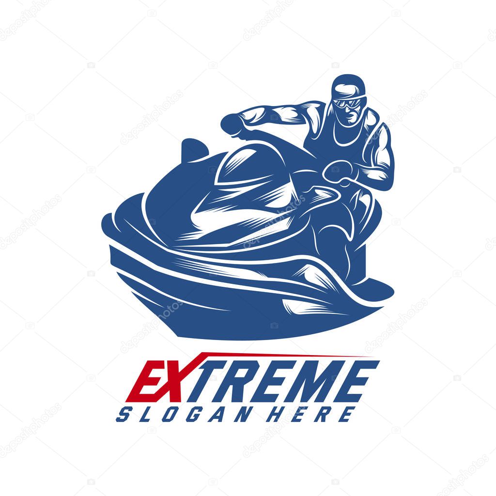 Jet Ski Sports Logo vector, Extreme Jet Ski design vector silhouette