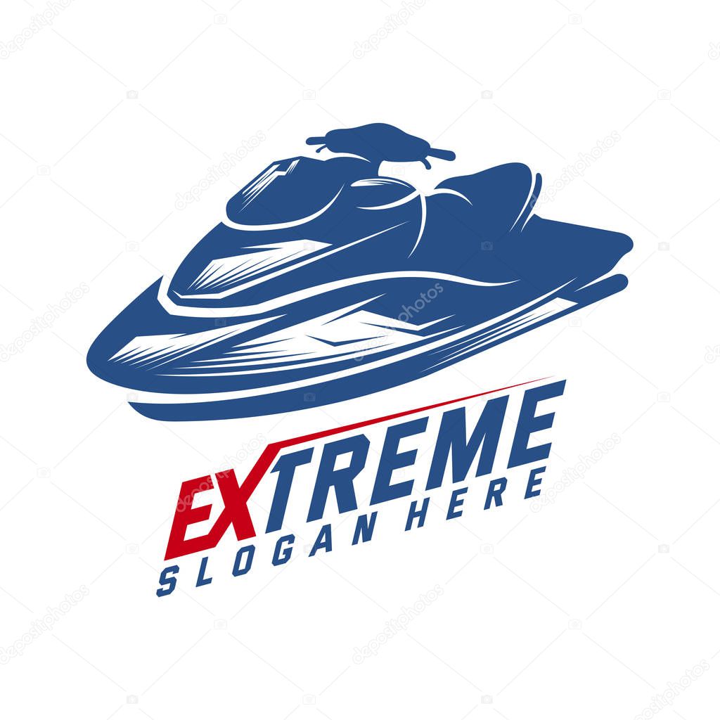 Jet Ski Sports Logo vector, Extreme Jet Ski design vector silhouette
