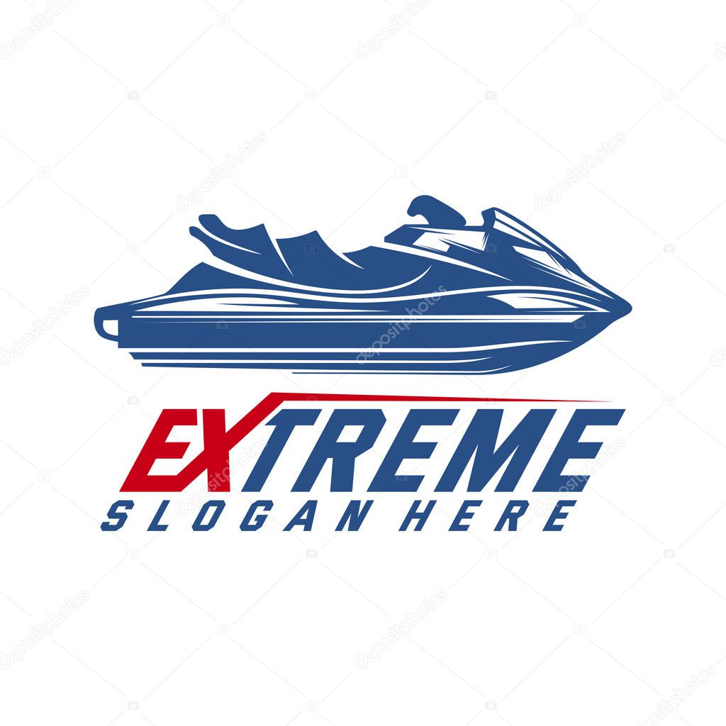 Jet Ski Sports Logo vector, Extreme Jet Ski design vector silhouette