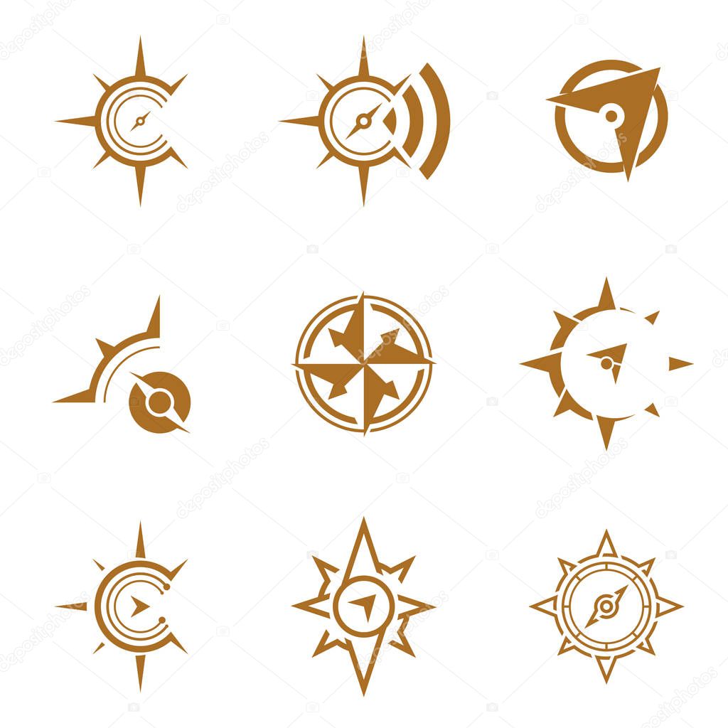 Set of Creative Compass Logo design Template vector icon illustration