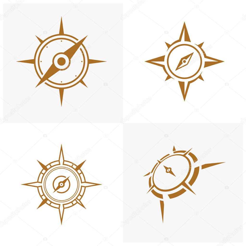 Set of Creative Compass Logo design Template vector icon illustration