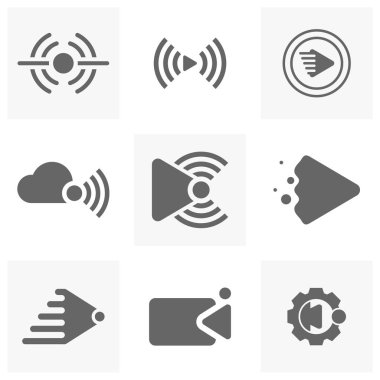 Canlı yayın için simge, logo ve yazı seti. Vektör tasarım ögeleri.