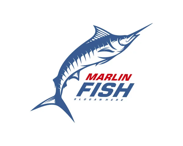 Marlin fish logo design vektor. Illustration zur Gestaltung des Fischerei-Logos. Logo der Sportfischerei — Stockvektor