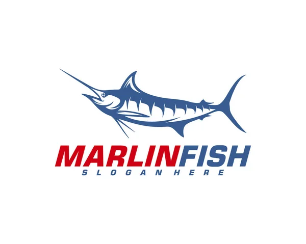 Marlijn Fish logo ontwerp vector. Vislogo ontwerp sjabloon illustratie. Sportvisserij Logo — Stockvector