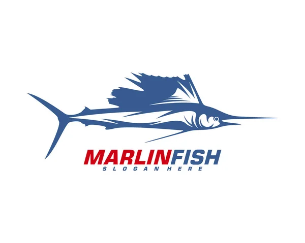Marlin Fish logo design vector. Ilustración de plantilla de diseño de logotipo de pesca. Pesca deportiva Logo — Vector de stock