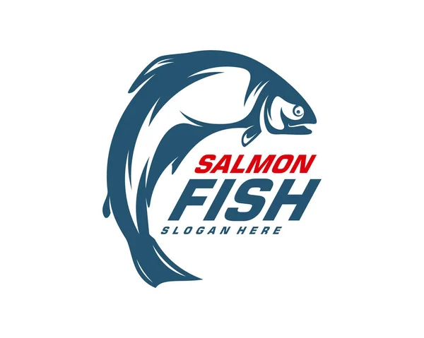 Salmão logotipo do peixe vetor de design. Ilustração de modelo de logotipo de pesca. Logotipo de pesca desportiva —  Vetores de Stock