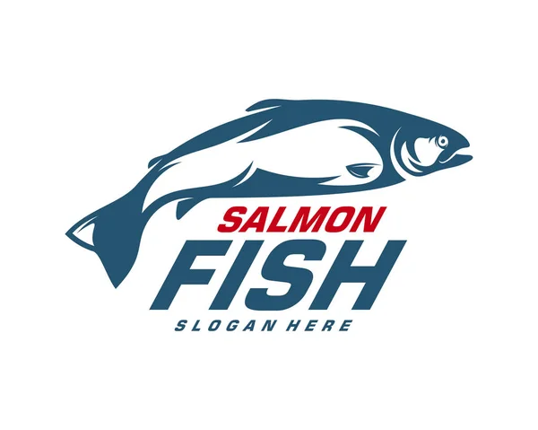 Salmão logotipo do peixe vetor de design. Ilustração de modelo de logotipo de pesca. Logotipo de pesca desportiva —  Vetores de Stock