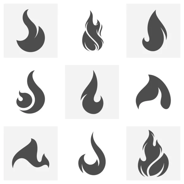 Set von Feuer Flammen Logo Design Inspiration Vektor Symbole — Stockvektor