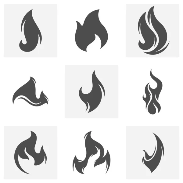 Set von Feuer Flammen Logo Design Inspiration Vektor Symbole — Stockvektor