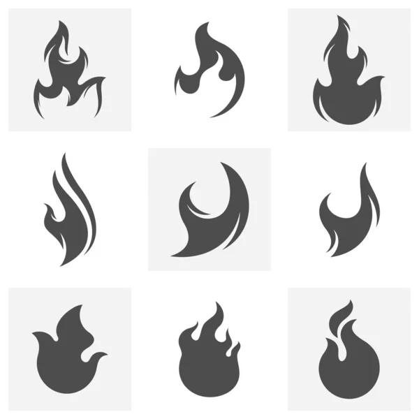 炎のセットロゴデザインインスピレーションベクトルアイコン — ストックベクタ