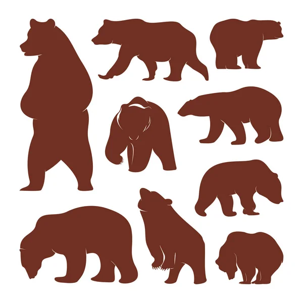 Συλλογή από αρκούδες σιλουέτα. Λογότυπο διάνυσμα. Άγρια ζωή. Άγριος αρκούδος. Εικονογράφηση διανύσματος. — Διανυσματικό Αρχείο