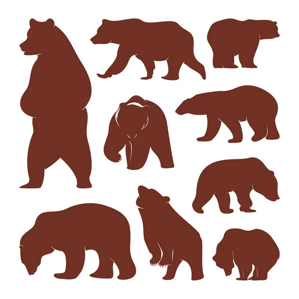 Collection of silhouette Bears. Vector logo. Wildlife. Wild Bear. Vector illustration. — 스톡 벡터