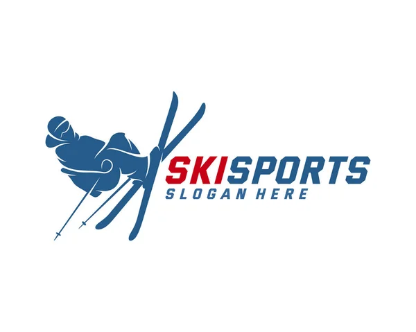 Silhouette Ski logo design Vector, Winter sports, Snowboarder, skier player. — 스톡 벡터