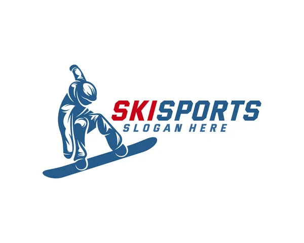 Diseño del logo de Silhouette Ski Vector, Deportes de invierno, Snowboarder, skier player . — Archivo Imágenes Vectoriales