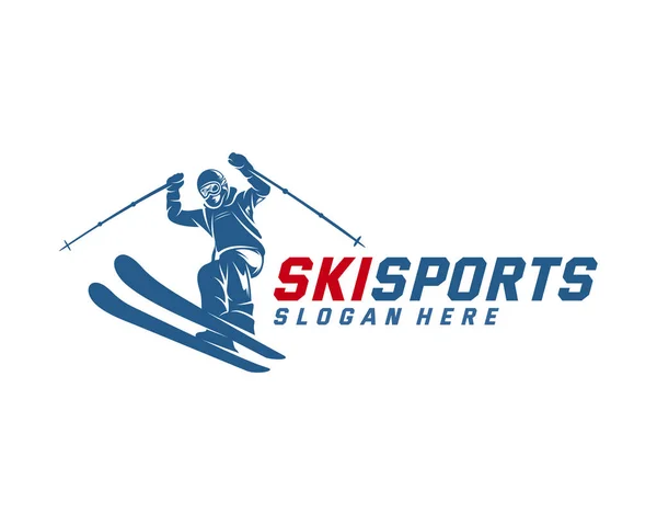 Silhouette Conception de logo ski Vecteur, Sports d'hiver, Snowboarder, skieur . — Image vectorielle