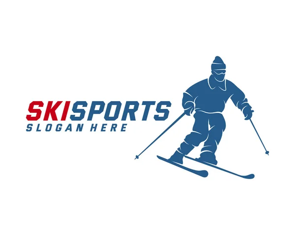 Silhouette Ski logo design Vector, Winter sports, Snowboarder, skier player. — 스톡 벡터