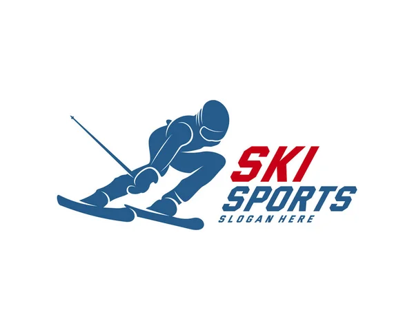 Silhouette Ski logo design Vector, Winter sports, Snowboarder, skier player. — 스톡 벡터