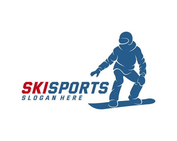 Silhouette Ski logó design Vector, Téli sportok, Snowboard, síelő. — Stock Vector