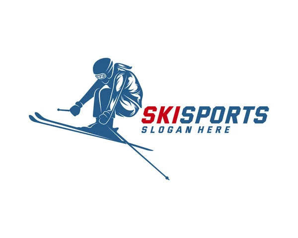 Diseño del logo de Silhouette Ski Vector, Deportes de invierno, Snowboarder, skier player . — Vector de stock