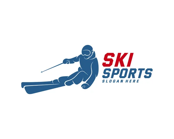 Sylwetka Projekt logo narciarskiego Wektor, Sporty zimowe, snowboardzista, narciarz. — Wektor stockowy