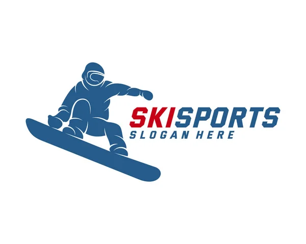Diseño del logo de Silhouette Ski Vector, Deportes de invierno, Snowboarder, skier player . — Archivo Imágenes Vectoriales