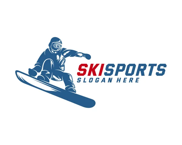 Diseño del logo de Silhouette Ski Vector, Deportes de invierno, Snowboarder, skier player . — Vector de stock