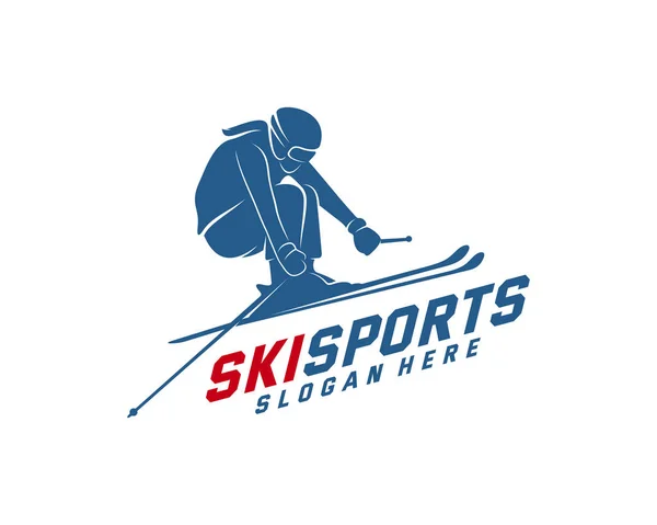 Diseño del logo de Silhouette Ski Vector, Deportes de invierno, Snowboarder, skier player . — Archivo Imágenes Vectoriales