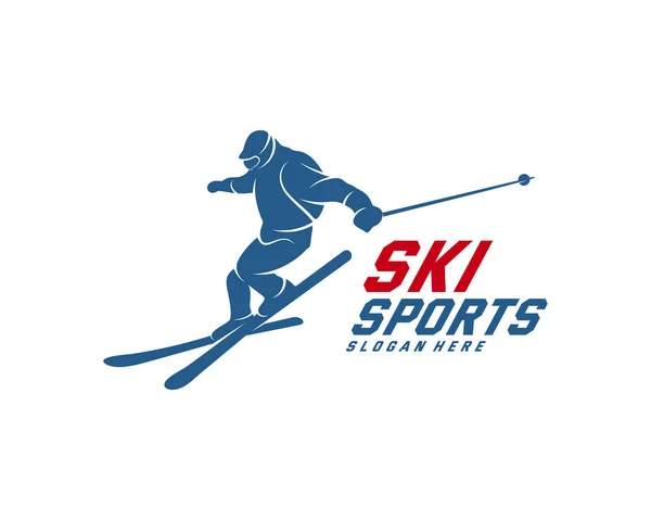 Silhouette Ski logo design Vector, Winter sports, Snowboarder, skier player. — Stock Vector