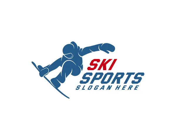 Diseño del logo de Silhouette Ski Vector, Deportes de invierno, Snowboarder, skier player . — Archivo Imágenes Vectoriales