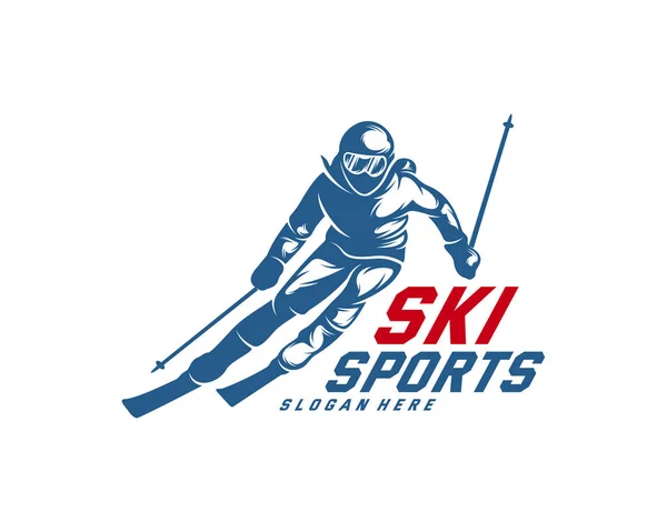Дизайн логотипа Силуэт Вектор, Зимние виды спорта, Сноубордист, Лыжник . — стоковый вектор