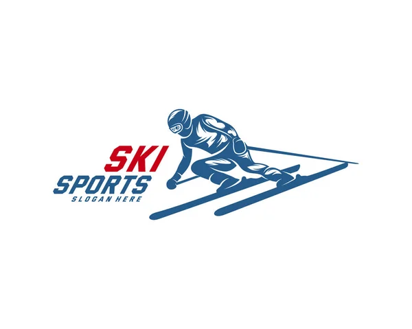 Diseño del logo de Silhouette Ski Vector, Deportes de invierno, Snowboarder, skier player . — Vector de stock