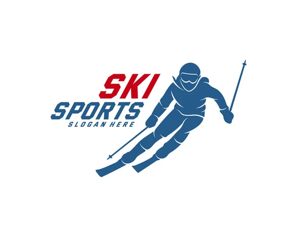 Silhouette Ski logo design Vector, Winter sports, Snowboarder, skier player. — 스톡 벡터