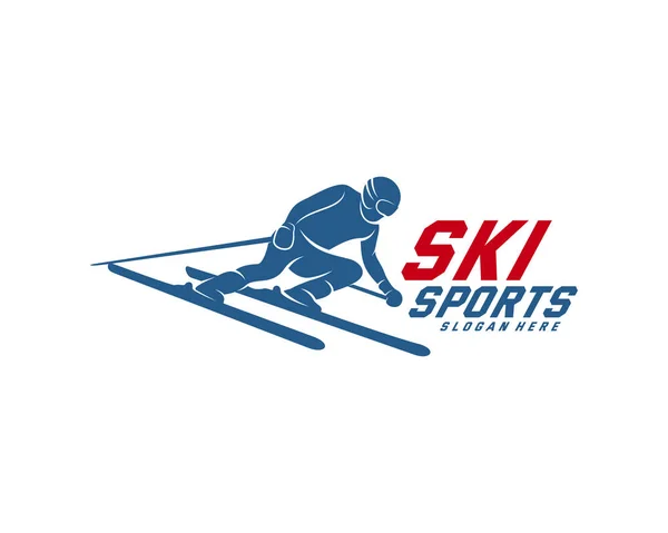 Diseño del logo de Silhouette Ski Vector, Deportes de invierno, Snowboarder, skier player . — Vector de stock