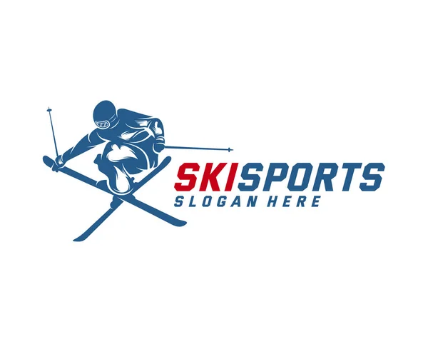 Silhouette Ski logó design Vector, Téli sportok, Snowboard, síelő. — Stock Vector