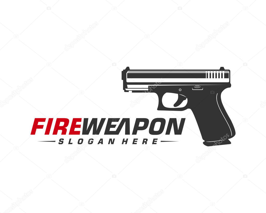 Weapon Fire logo design vector, Machine gun vector, Design Illustration
