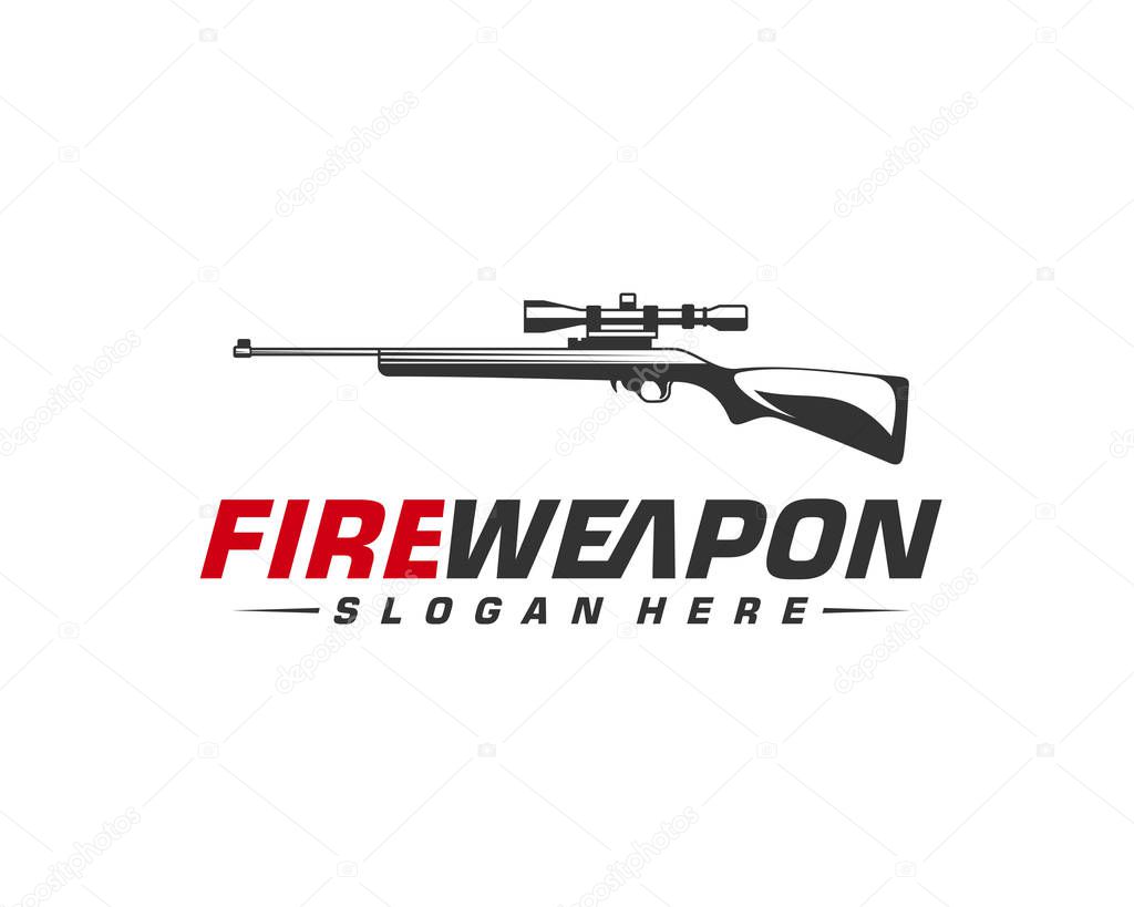 Weapon Fire logo design vector, Machine gun vector, Design Illustration