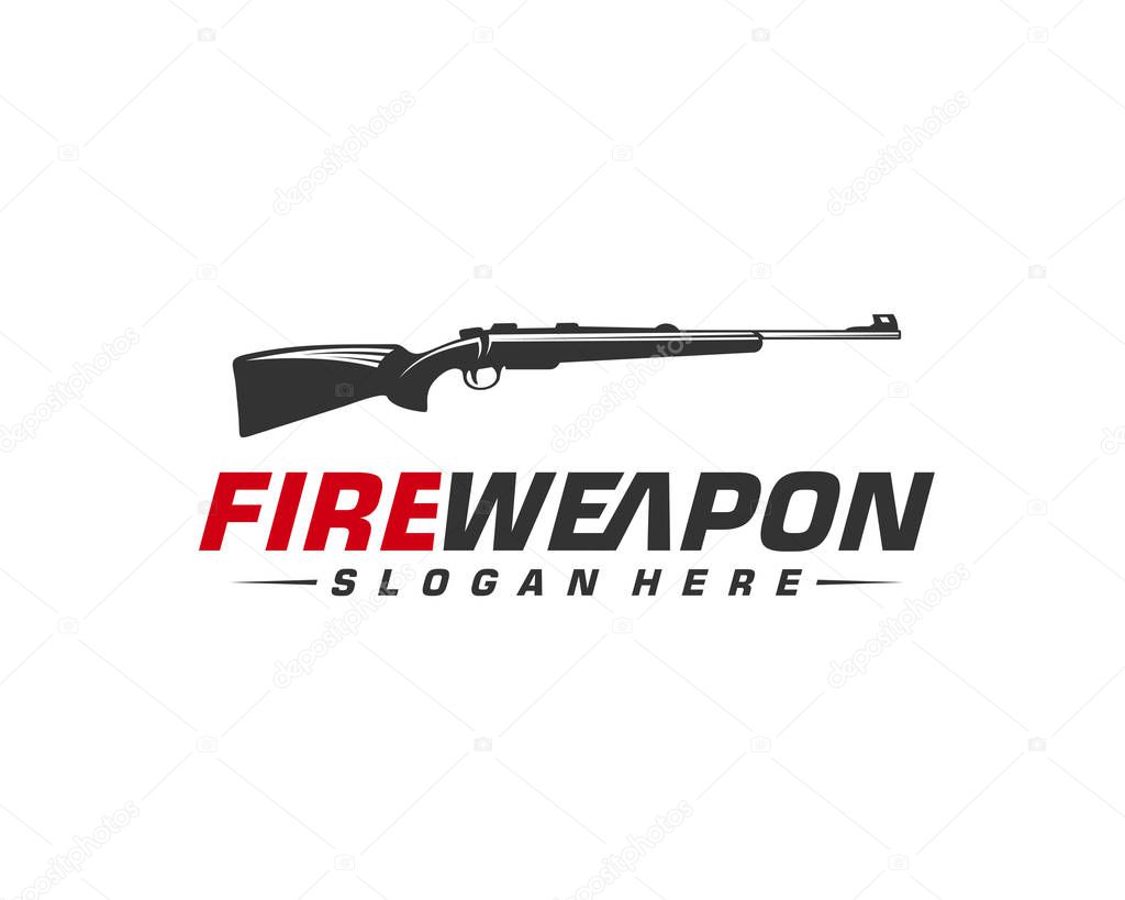 Weapon Fire logo design vector, Machine gun vector, Design Illustration