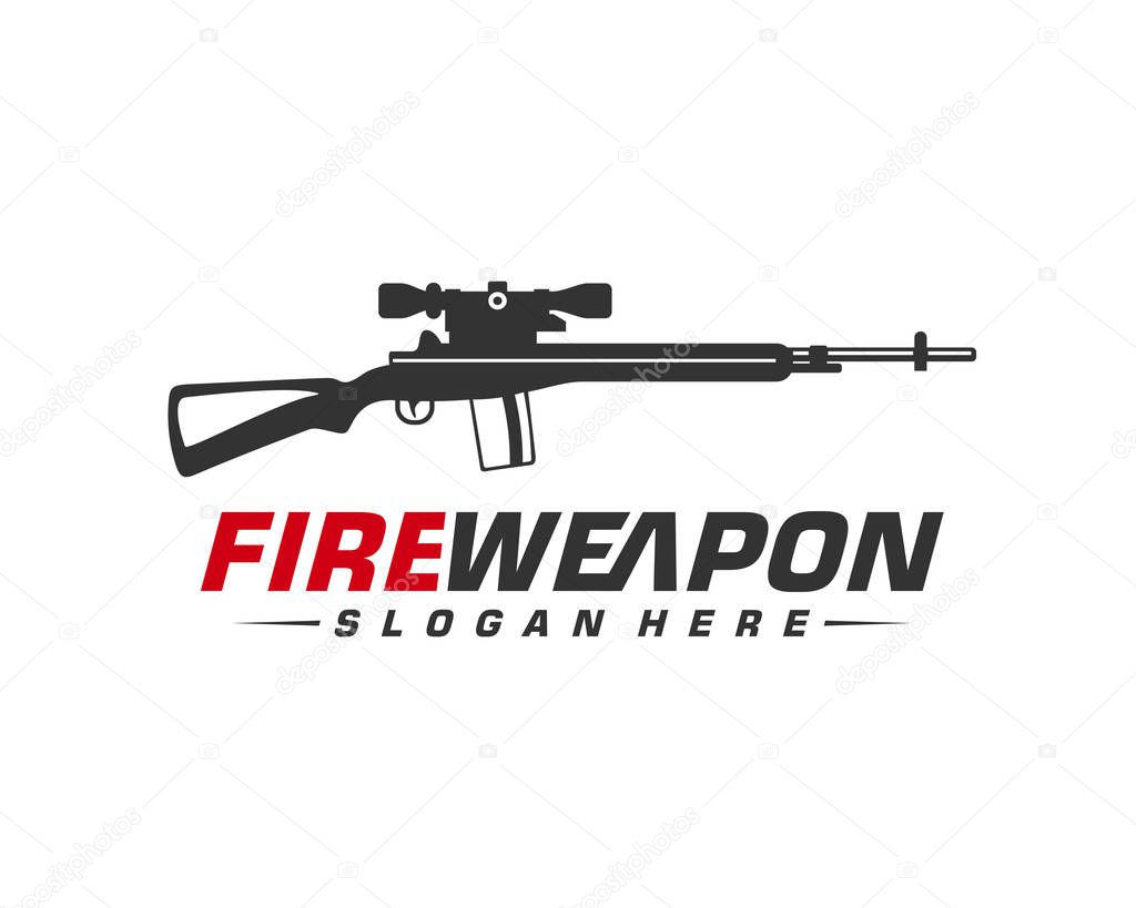 Weapon Fire logo design vector, Machine gun vector, Design Illustration