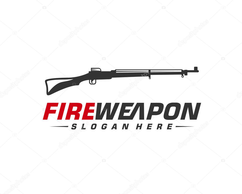 Weapon Fire logo design vector, Machine gun vector, Design Illustration