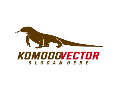 Komodo ejderha logosu tasarım şablonu. Grafiksel hayvan çizimi.