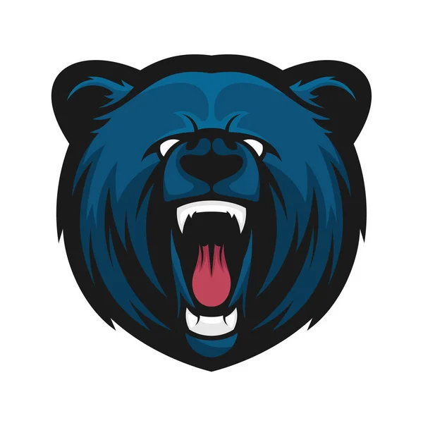 Logo de la mascota del oso principal, plantilla de vector de logotipo del oso — Vector de stock