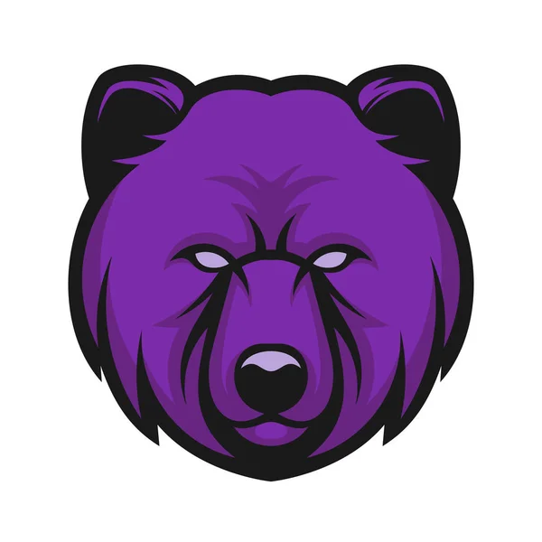 Logo de la mascota del oso principal, plantilla de vector de logotipo del oso — Vector de stock